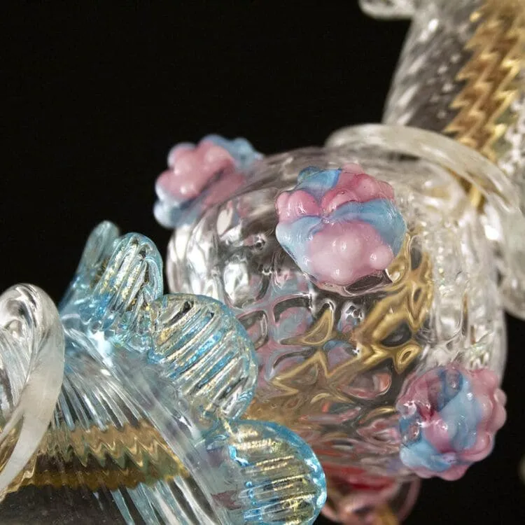 3 Light Murano Rezzonico Sconce Wall Lamp with Vitreous Paste Flowers