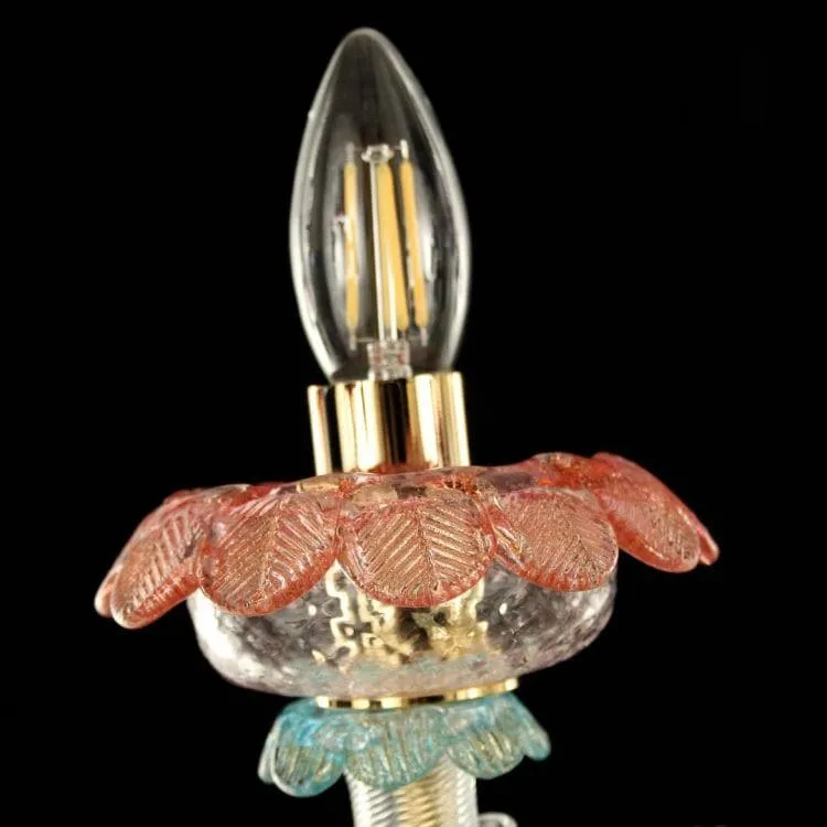 3 Light Murano Rezzonico Sconce Wall Lamp with Vitreous Paste Flowers