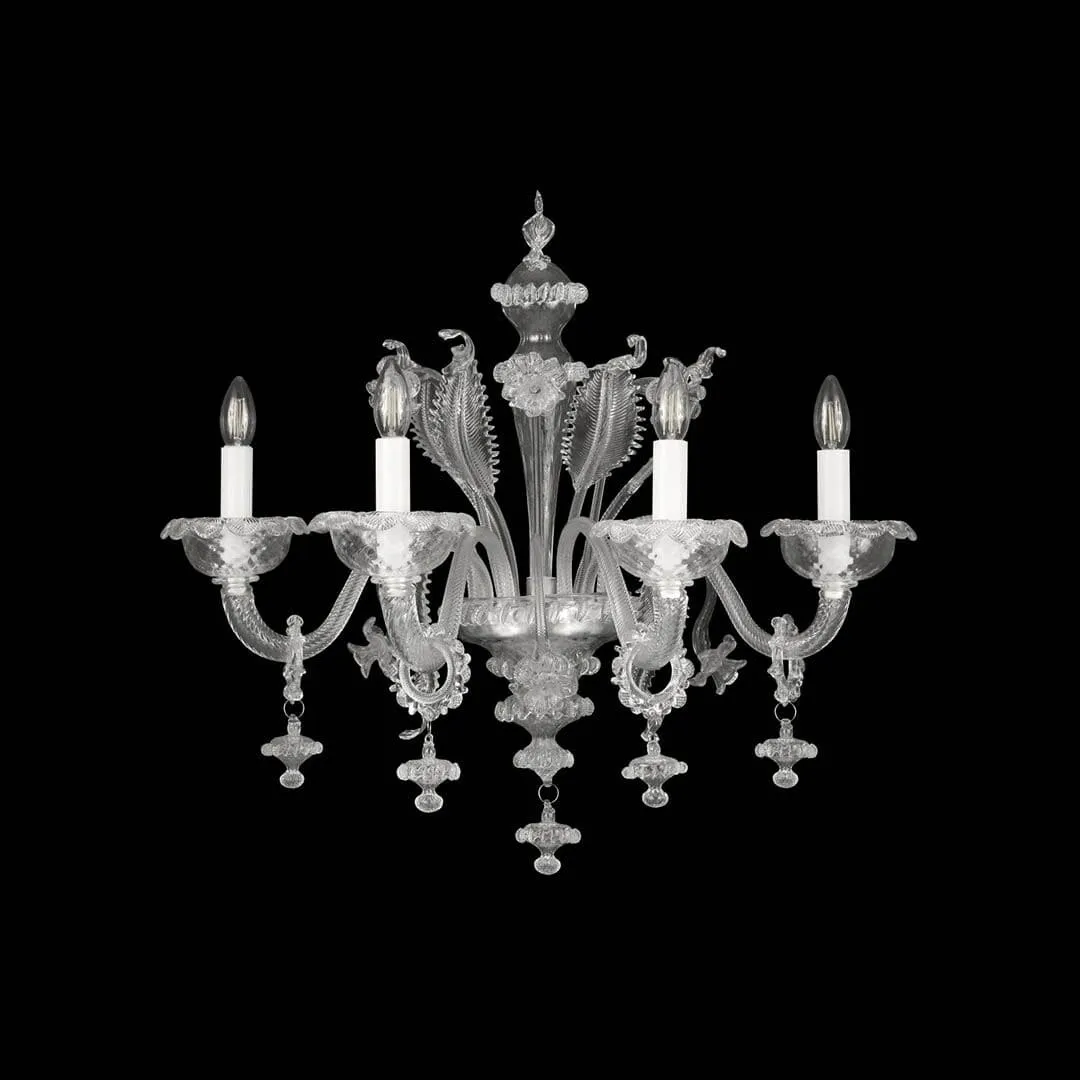4 Light  Sconce | Clear Murano Glass