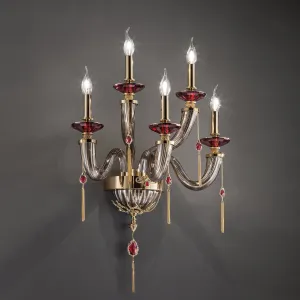 5-Light Clear Murano Wall Light | Elegant Wall Lighting with Flexible Installation