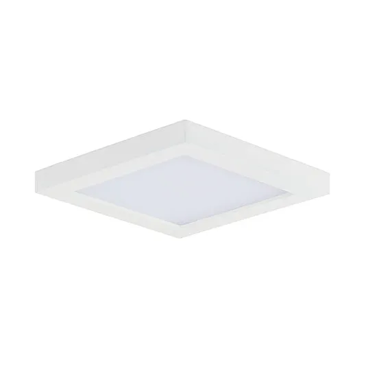 5" LED Square Flush Mount, 930 Lumens, 12W, 3000K CCT, 120V, Black, White, or Satin Nickle Finish