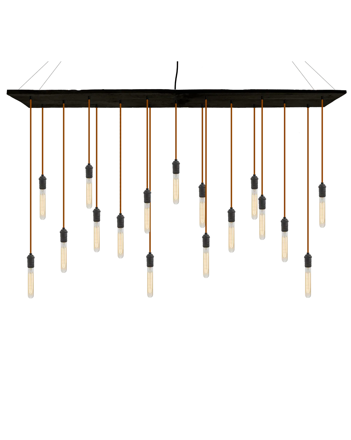 70"x12" Reclaimed Wood Chandelier: Rust and Tube Bulbs