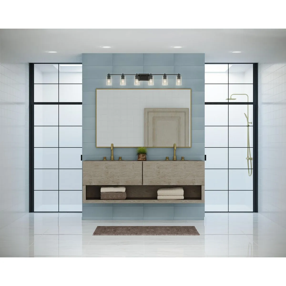 Adley Collection Six-Light Clear Glass Bath Vanity Light