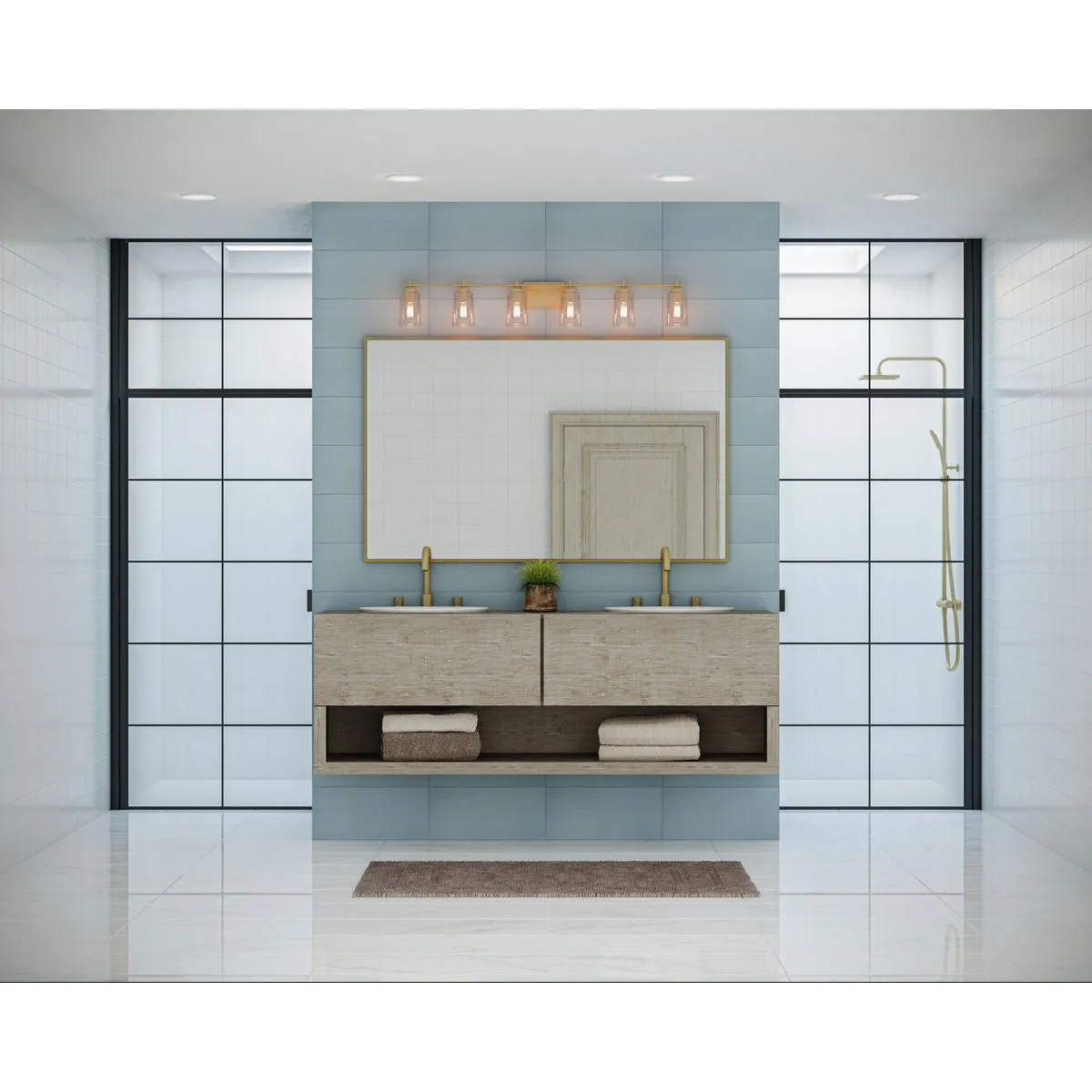 Adley Collection Six-Light Clear Glass Bath Vanity Light