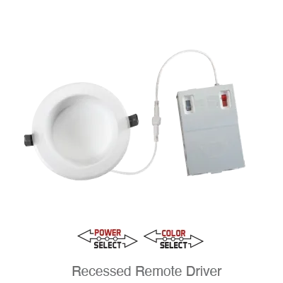 Advanta LED 6 Inch Recessed Downlight with Remote Driver, 1,810 Lumens, Wattage Selectable: 9W/13W/18.5W, 0-10V Dimming, CCT Selectable: 2700K/3000K/3500K/4000K/5000K, 120-277V