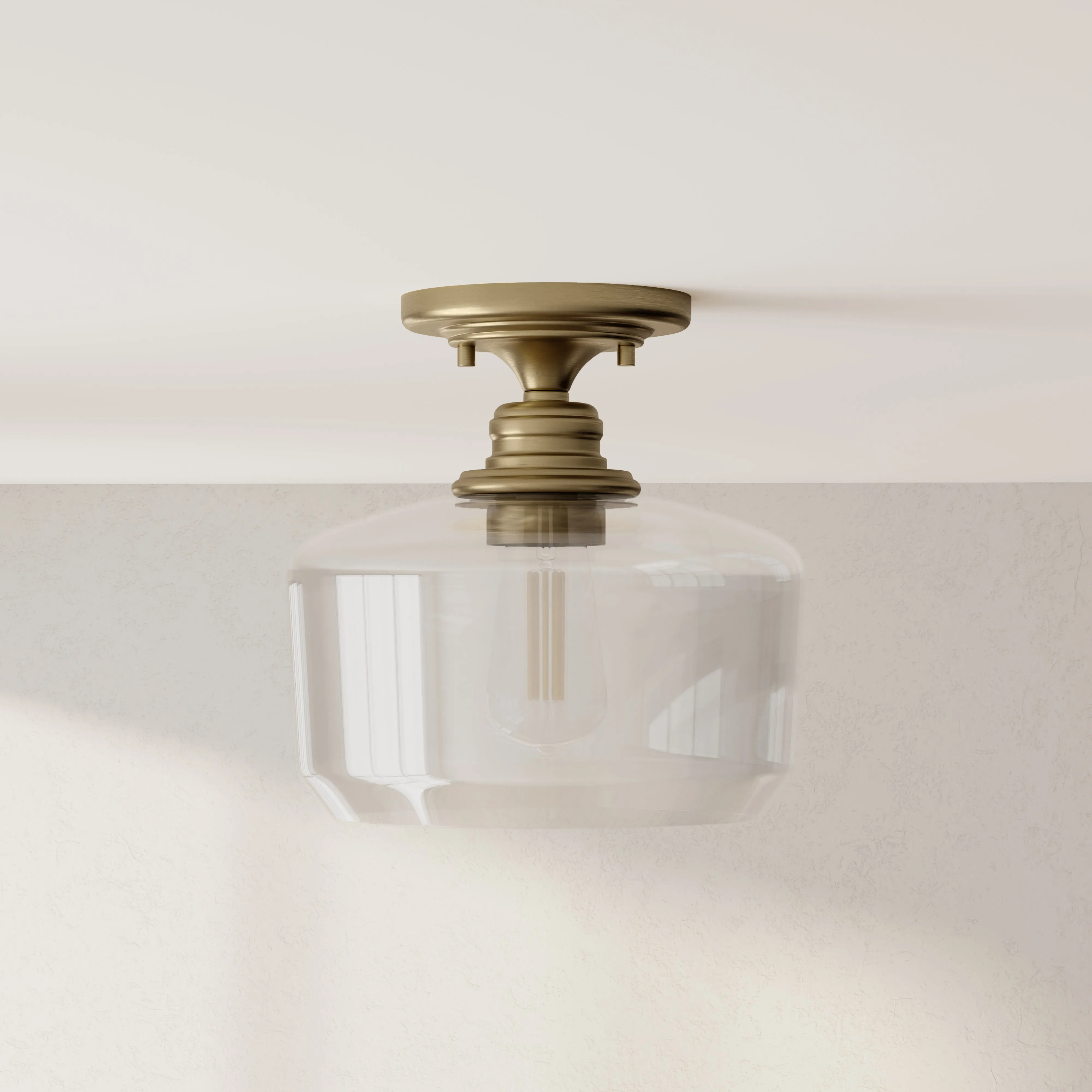 Aiken Collection One-Light Clear Glass Flush Mount Light