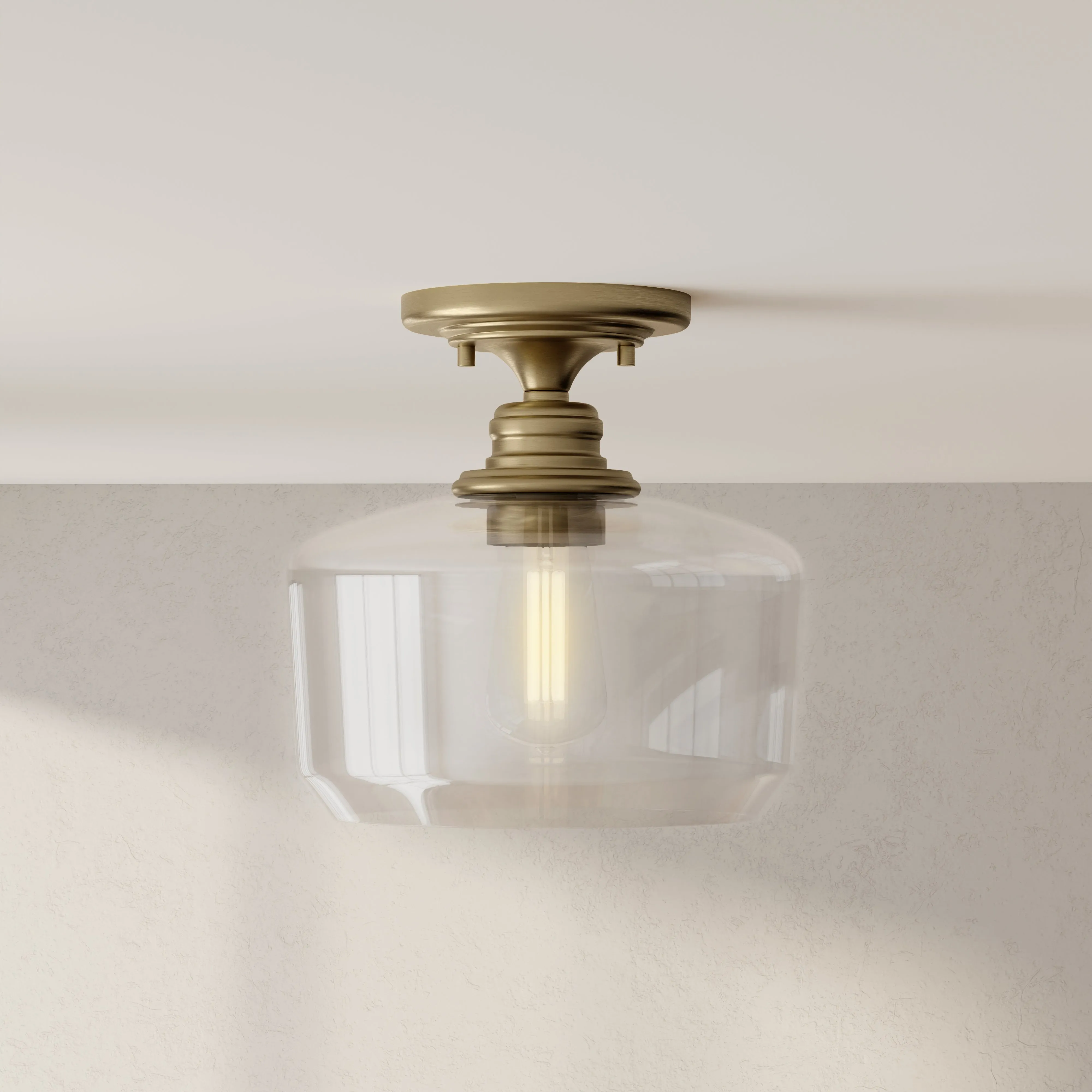 Aiken Collection One-Light Clear Glass Flush Mount Light