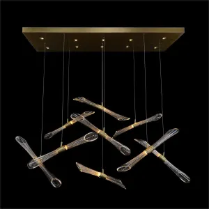 Amaryllis Fluted And Seeded Glass Tubes Horizontal Chandelier
