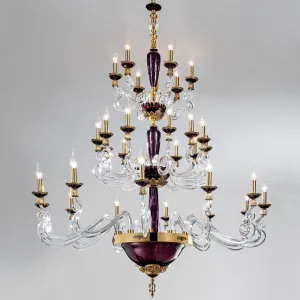 Baltic Neoclassical Style Stairwell Chandelier | Amethyst & Clear Glass