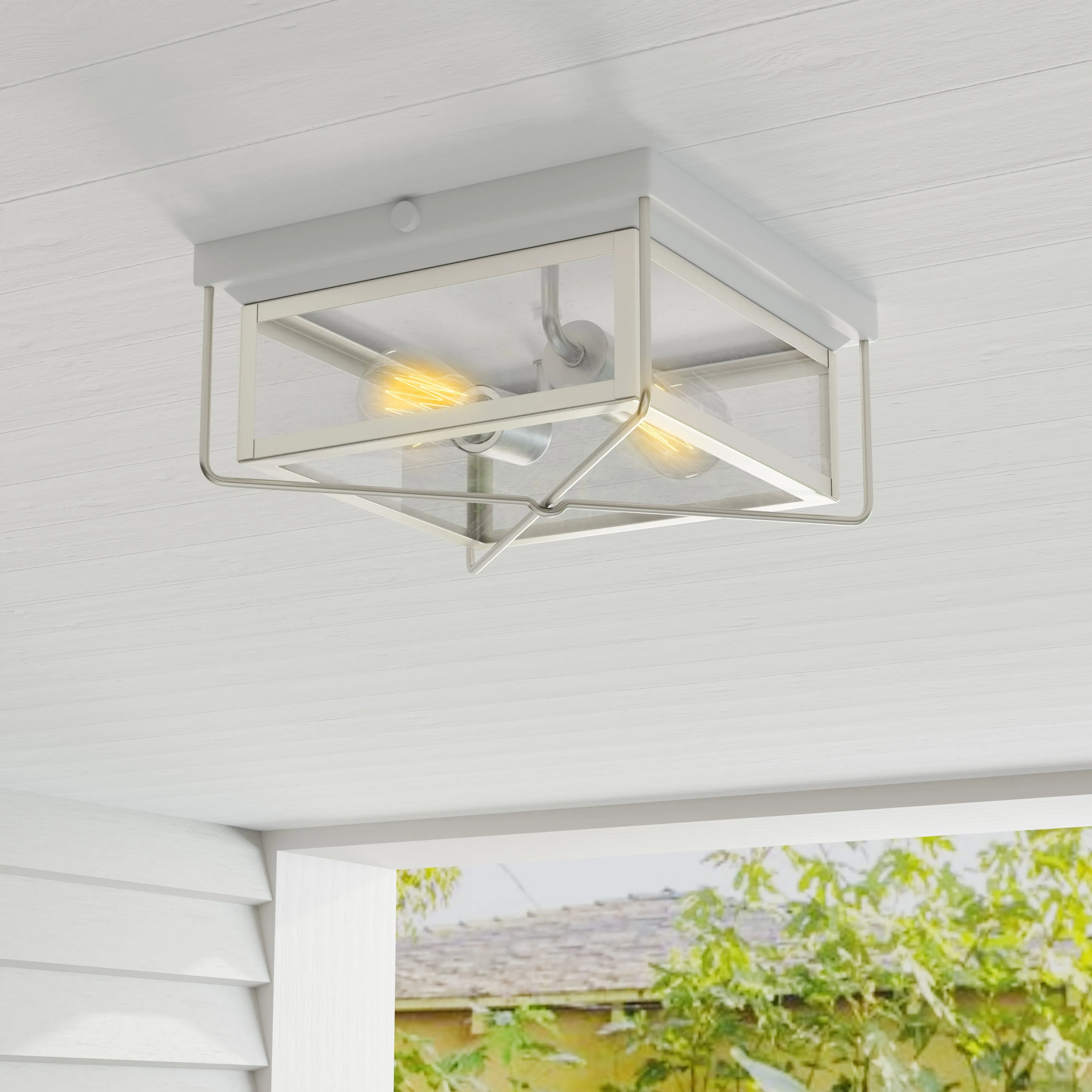 Barlowe Collection Two-Light Clear Seeded Glass Flush Mount Ceiling Light