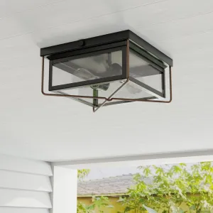 Barlowe Collection Two-Light Clear Seeded Glass Flush Mount Ceiling Light