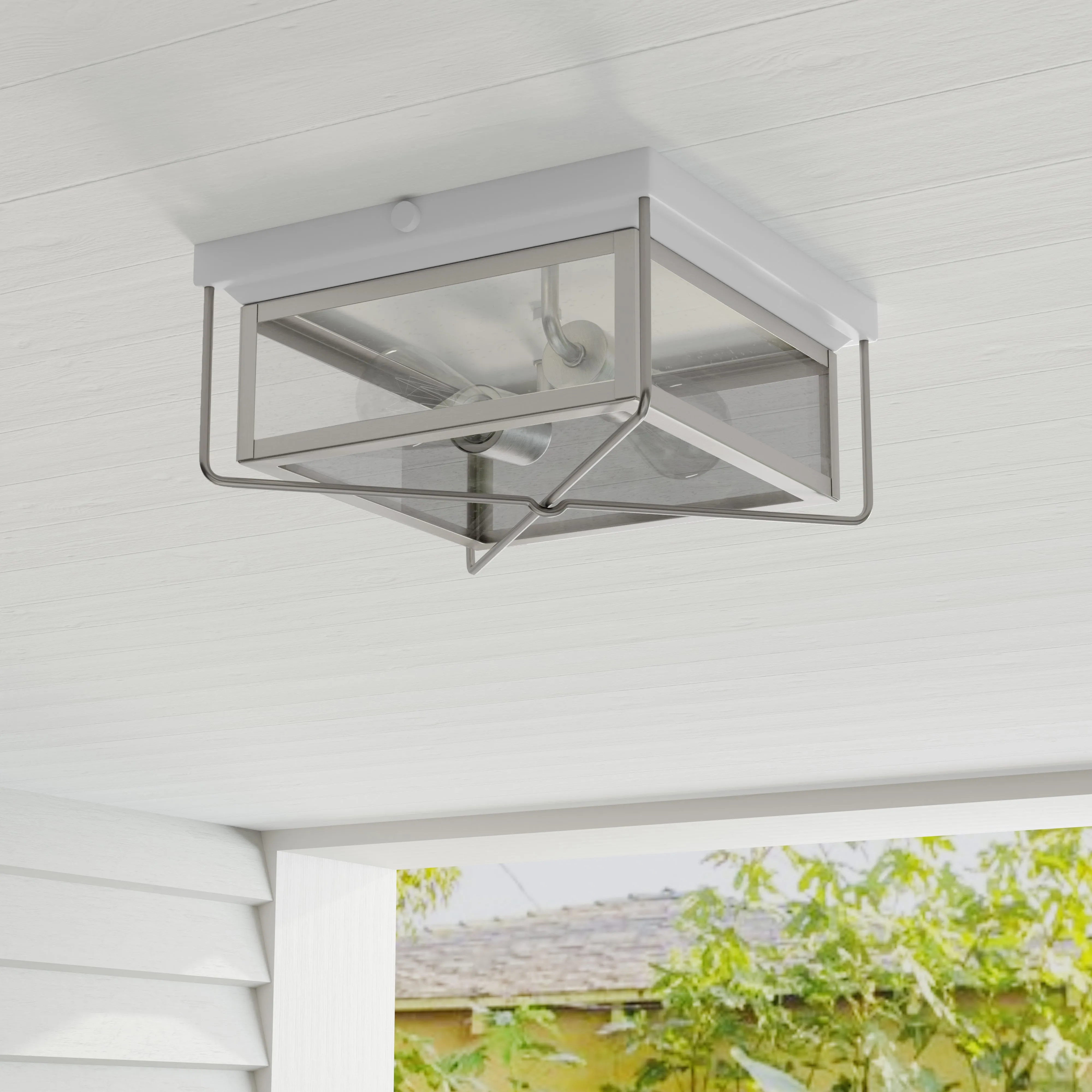 Barlowe Collection Two-Light Clear Seeded Glass Flush Mount Ceiling Light
