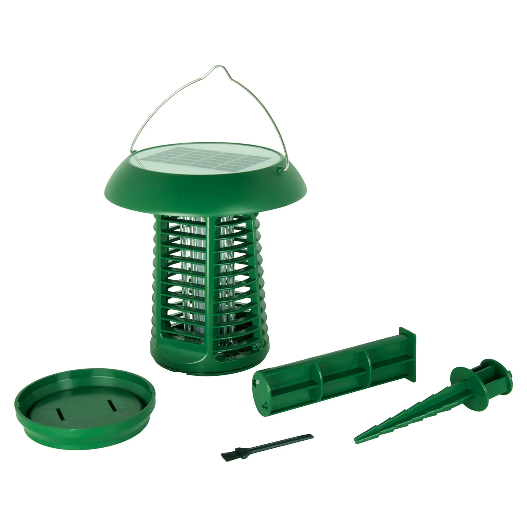 Bite Shield Solar-Powered Insect Zapper | UV Light Lure | Low-Voltage Grid | Outdoor Flying Pest Control | Moths Gnats Mosquitoes | Cottage Beach Backyard Hunting Fishing Camping Barbecue | Green