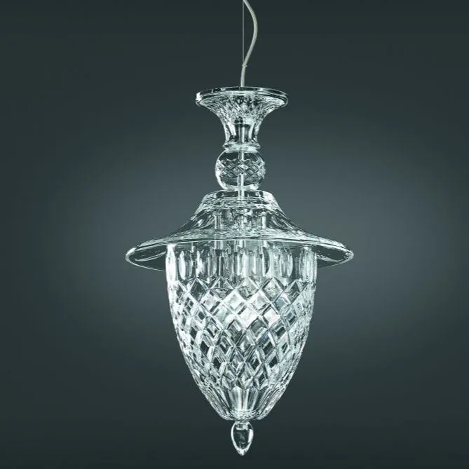 Classic Clear Italian Cut Glass Ceiling Lantern