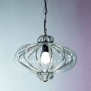 Clear or Amber Venetian Glass Pendant Lantern