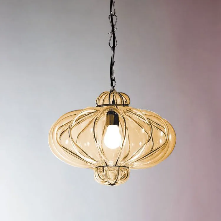 Clear or Amber Venetian Glass Pendant Lantern
