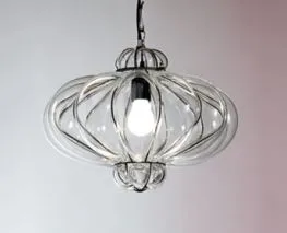 Clear or Amber Venetian Glass Pendant Lantern