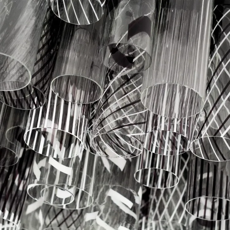 Contemporary Artistic Glass Cylindrical Flush Chandelier