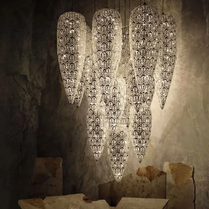 Customizable Modern Statement Chandelier With Asfour Crystals