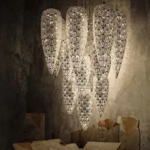 Customizable Modern Statement Chandelier With Asfour Crystals