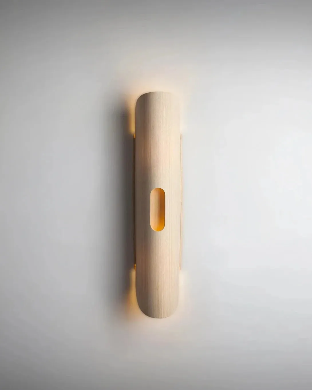 Cylindrical Wooden Wall Light