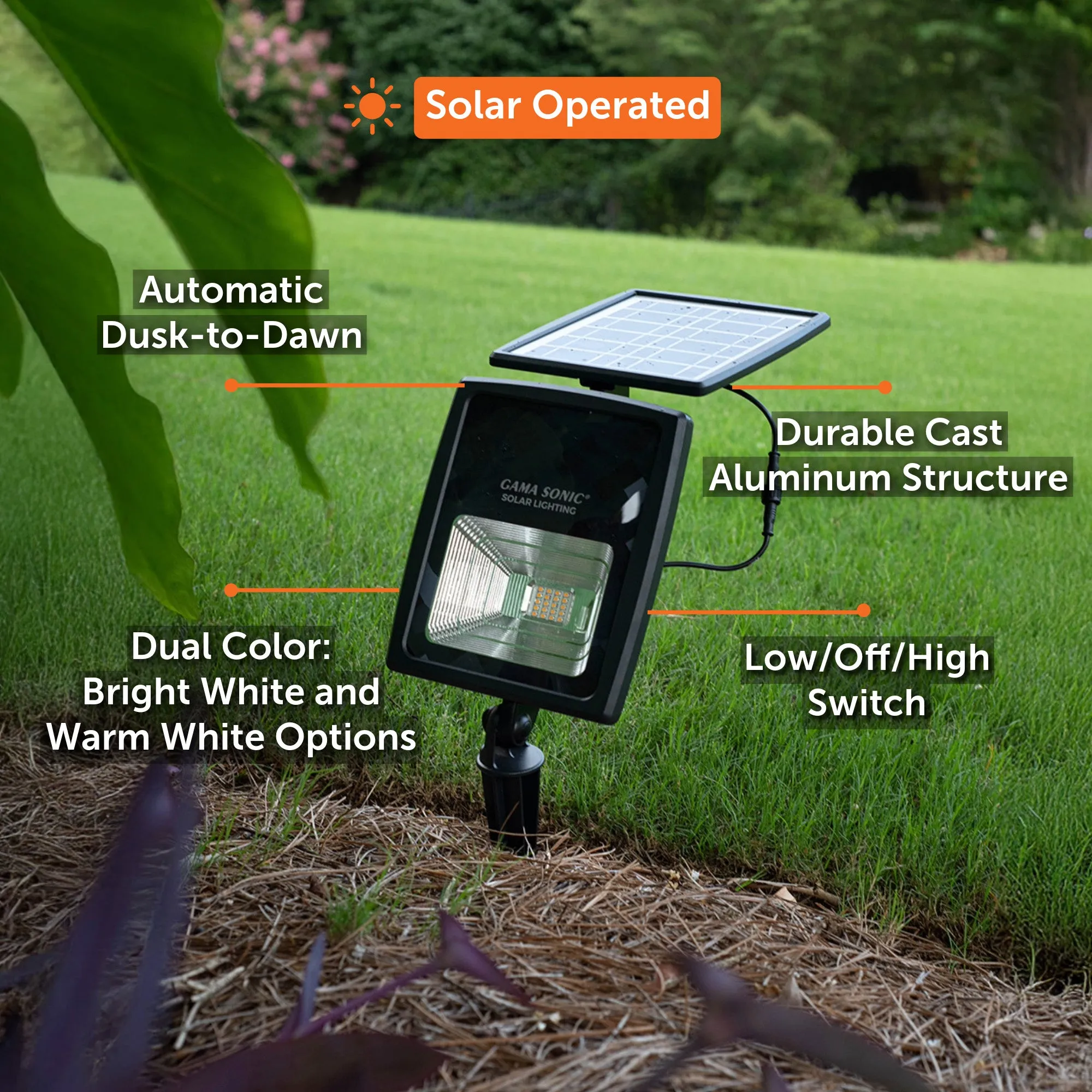Dual Color Solar Flood Light, 2700K and 6000K