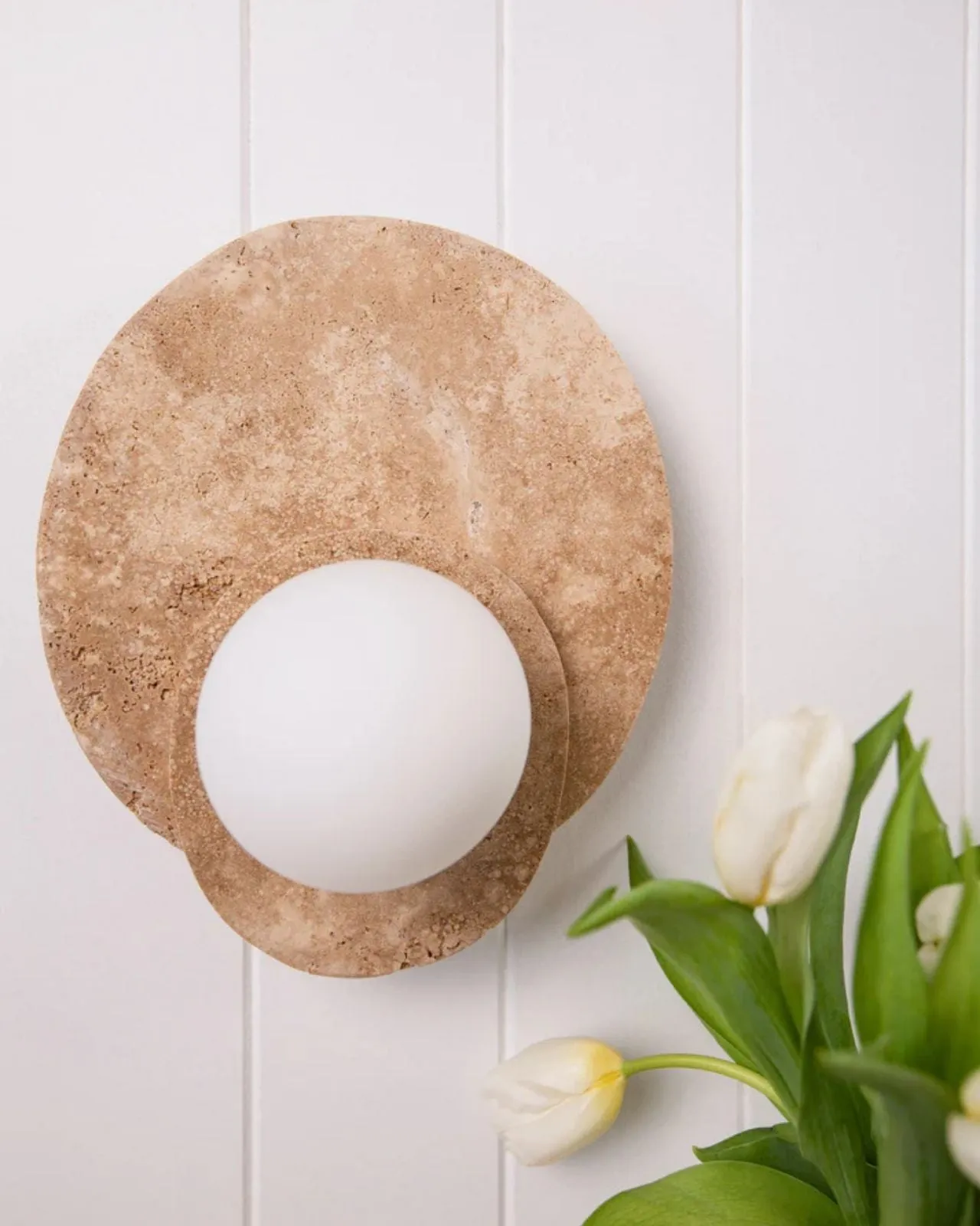 Dual Travertine Disc Wall Light