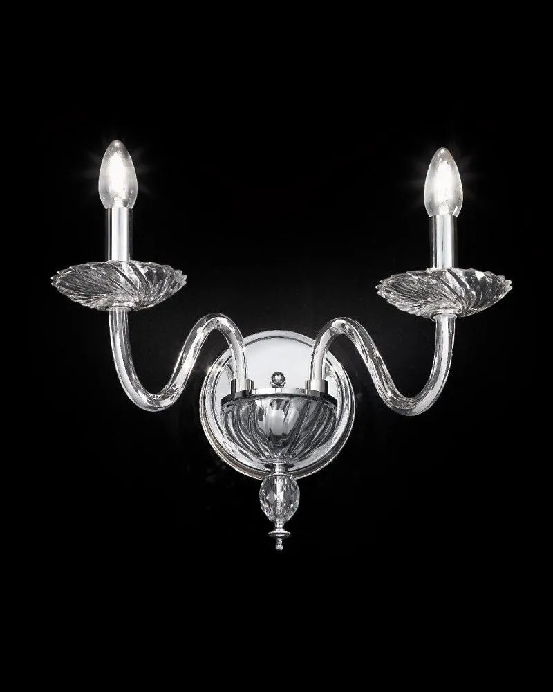 Elegant Modern Gold Or Chrome Italian Wall Light With Premium Crystal Detail