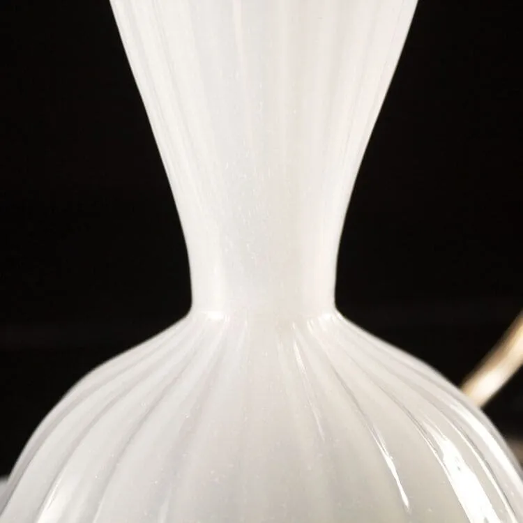 Elegant Rigadin Glass Bedside Lamp in White Silk