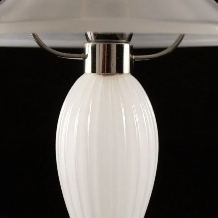 Elegant Rigadin Glass Bedside Lamp in White Silk
