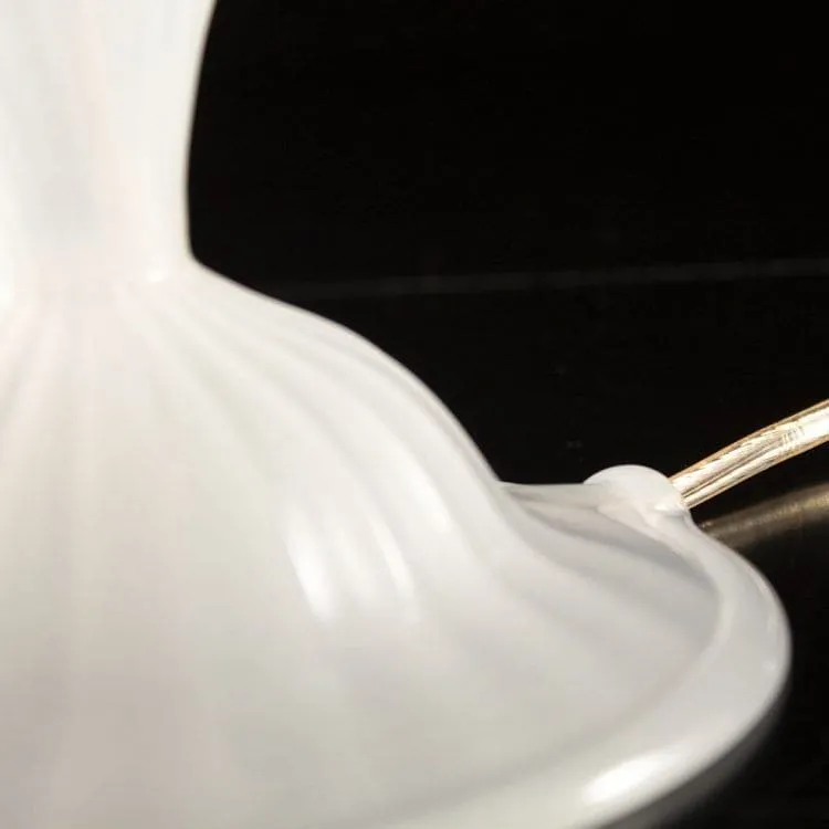Elegant Rigadin Glass Bedside Lamp in White Silk