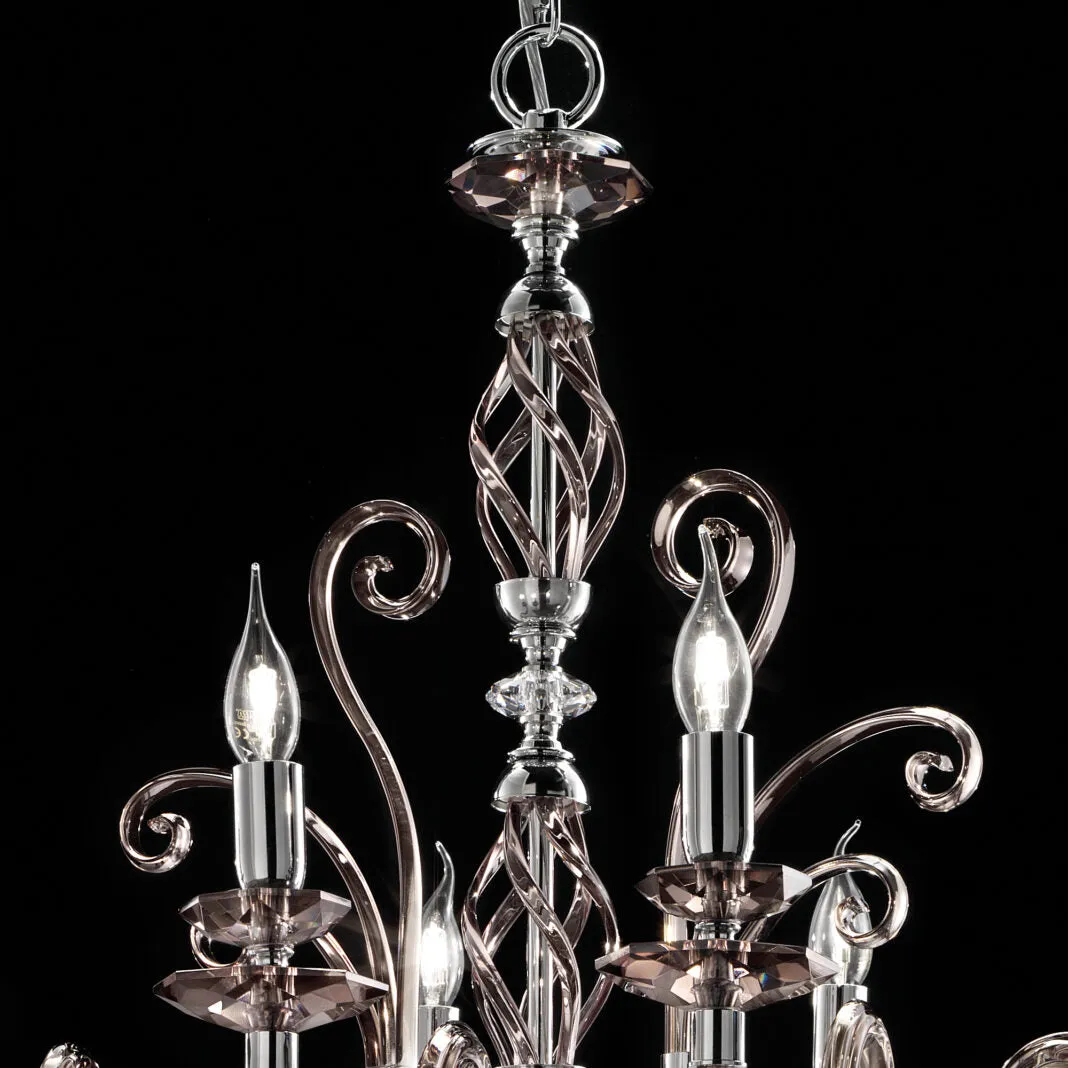 Elegant Smoke Glass Dining Table Chandelier With Chrome Frame