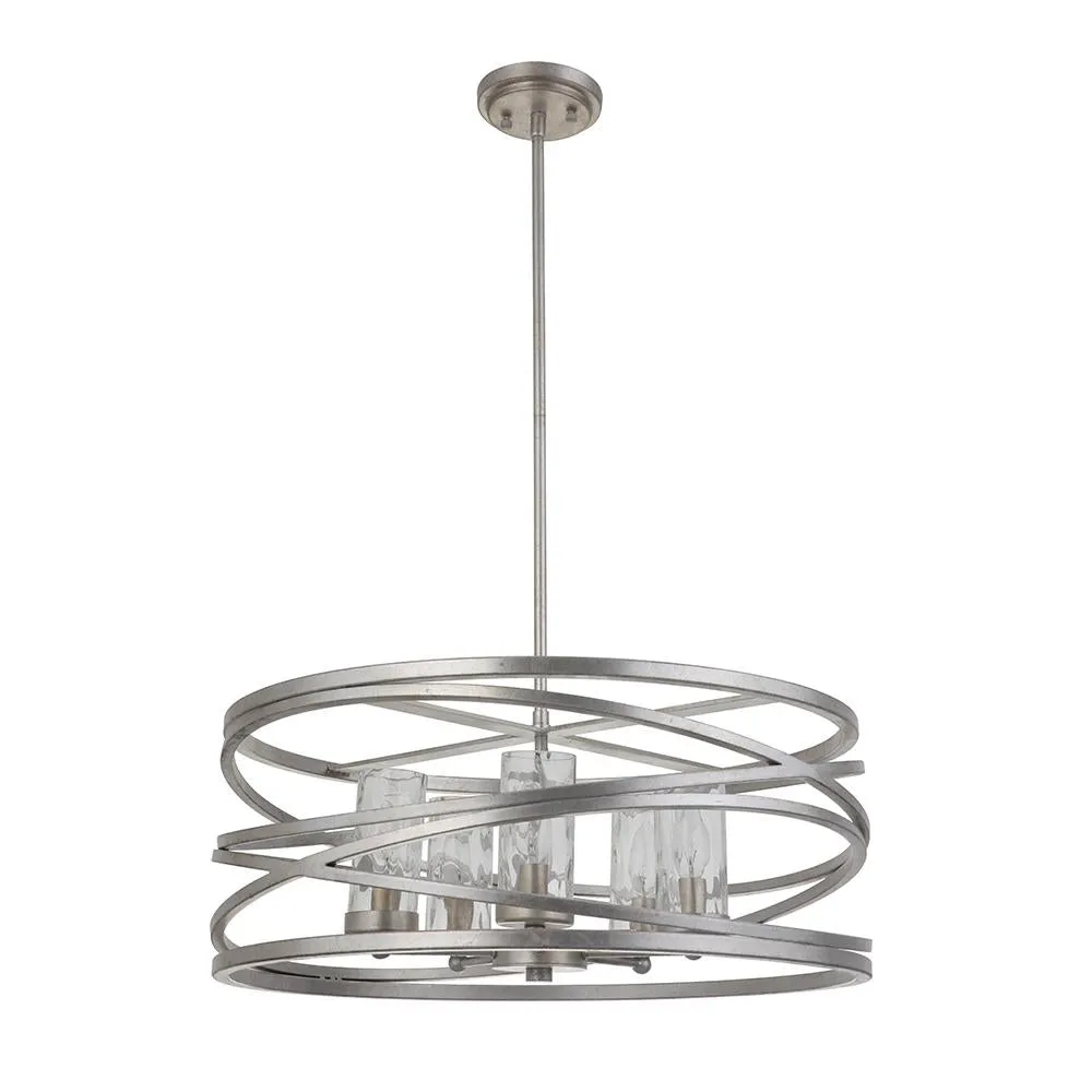 Finley 5 Light Pendant - Silver Leaf