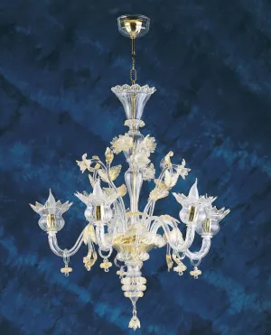 Golden Murano Glass Chandelier With Droplets