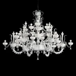 Hand-Blown Elaborate Single-Tier Fine Italian Ceiling Pendant Chandelier With 27 Shade And Murano Glass