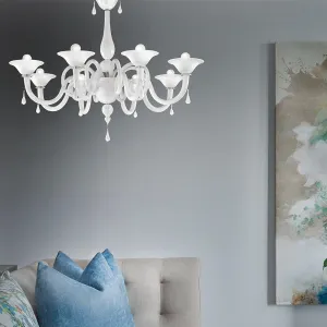 Handcrafted Contemporary Fine Italian Ceiling Pendant Chandelier With Eight Shades And Murano Glass