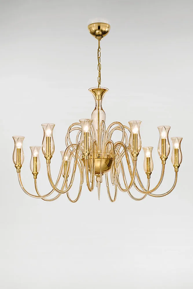 Handcrafted Contemporary Fine Italian Chandelier With Eight Lights And Murano Glass