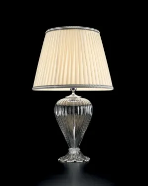 Handcrafted Modern Fine Italian Large Table Lamp With Shade And Murano Glass