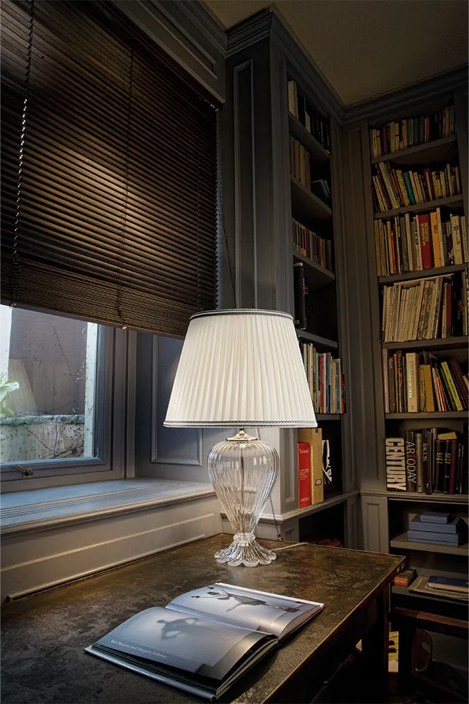 Handcrafted Modern Fine Italian Large Table Lamp With Shade And Murano Glass