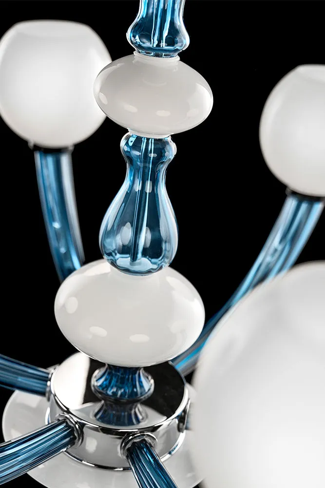 Handmade Fine Italian Chandelier Ceiling Pendant Lamp With Twelve Shades And Murano Glass