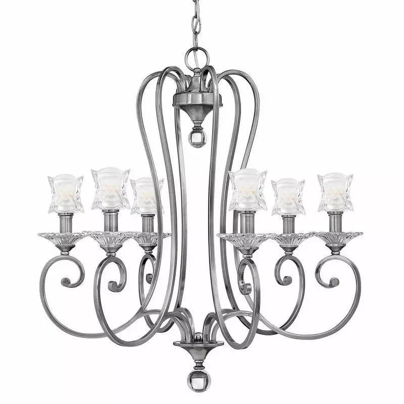Hinkley Lighting 4756PL Six Light Hanging Chandelier in Antique Polished Nickel Finish