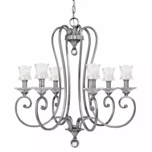 Hinkley Lighting 4756PL Six Light Hanging Chandelier in Antique Polished Nickel Finish
