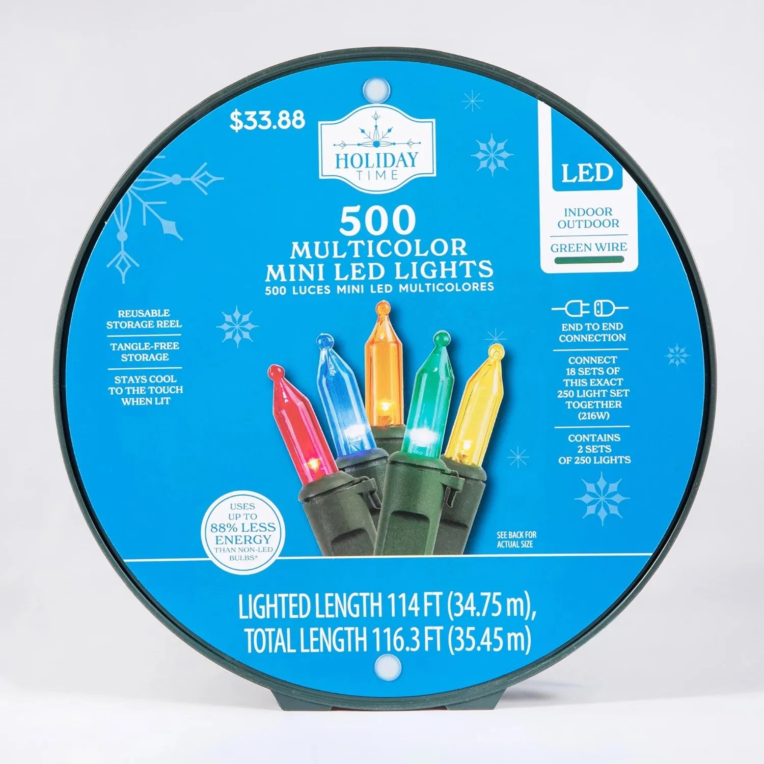 Holiday Time L9500001MU09 Multi-Color LED Mini Lights Holiday Lighting, 116 ft