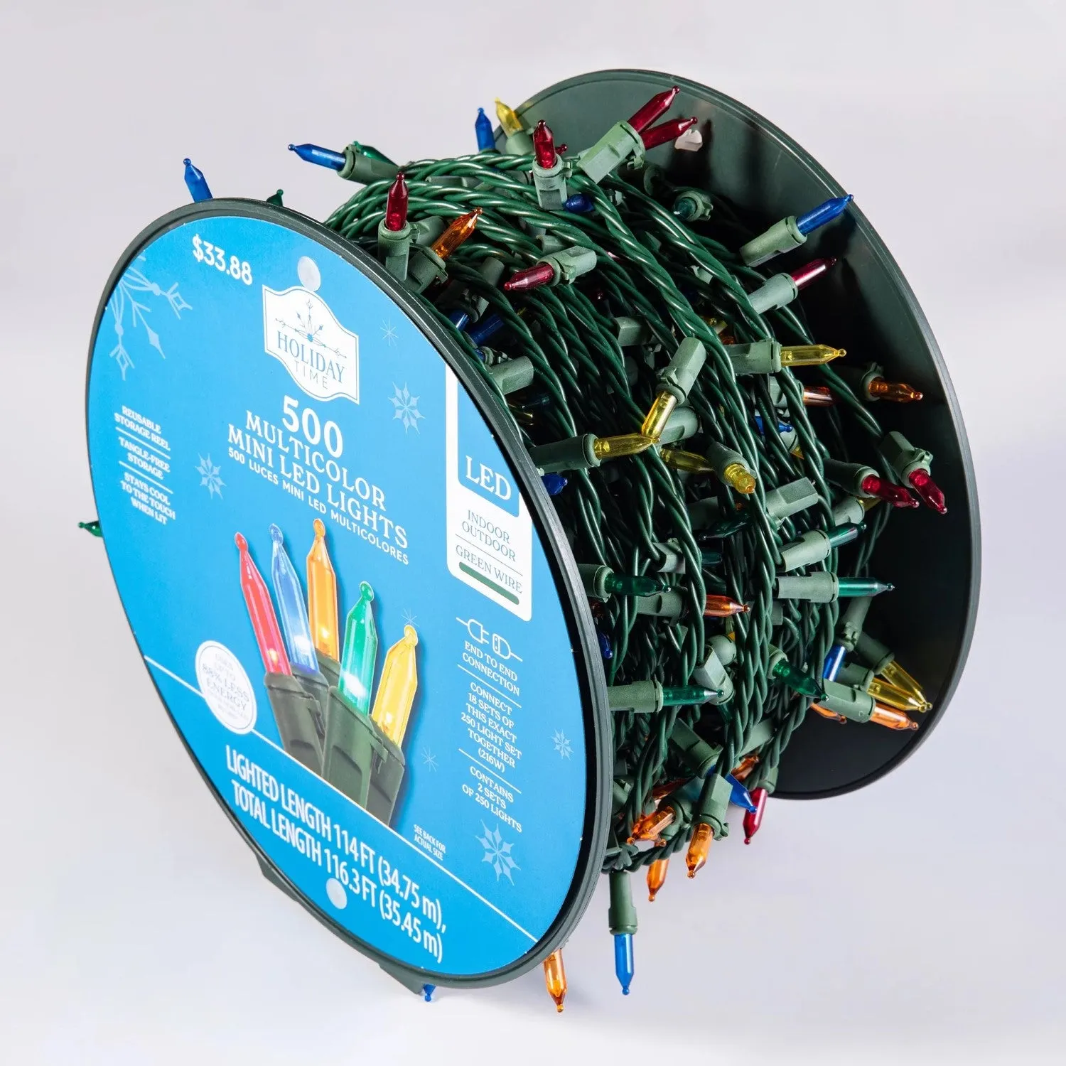 Holiday Time L9500001MU09 Multi-Color LED Mini Lights Holiday Lighting, 116 ft