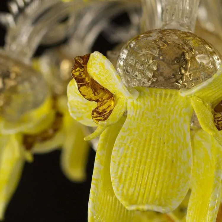 Italian Murano Glass Chandelier with Floral Details
