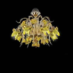 Italian Murano Glass Chandelier with Floral Details