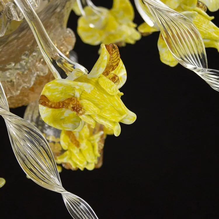Italian Murano Glass Chandelier with Floral Details