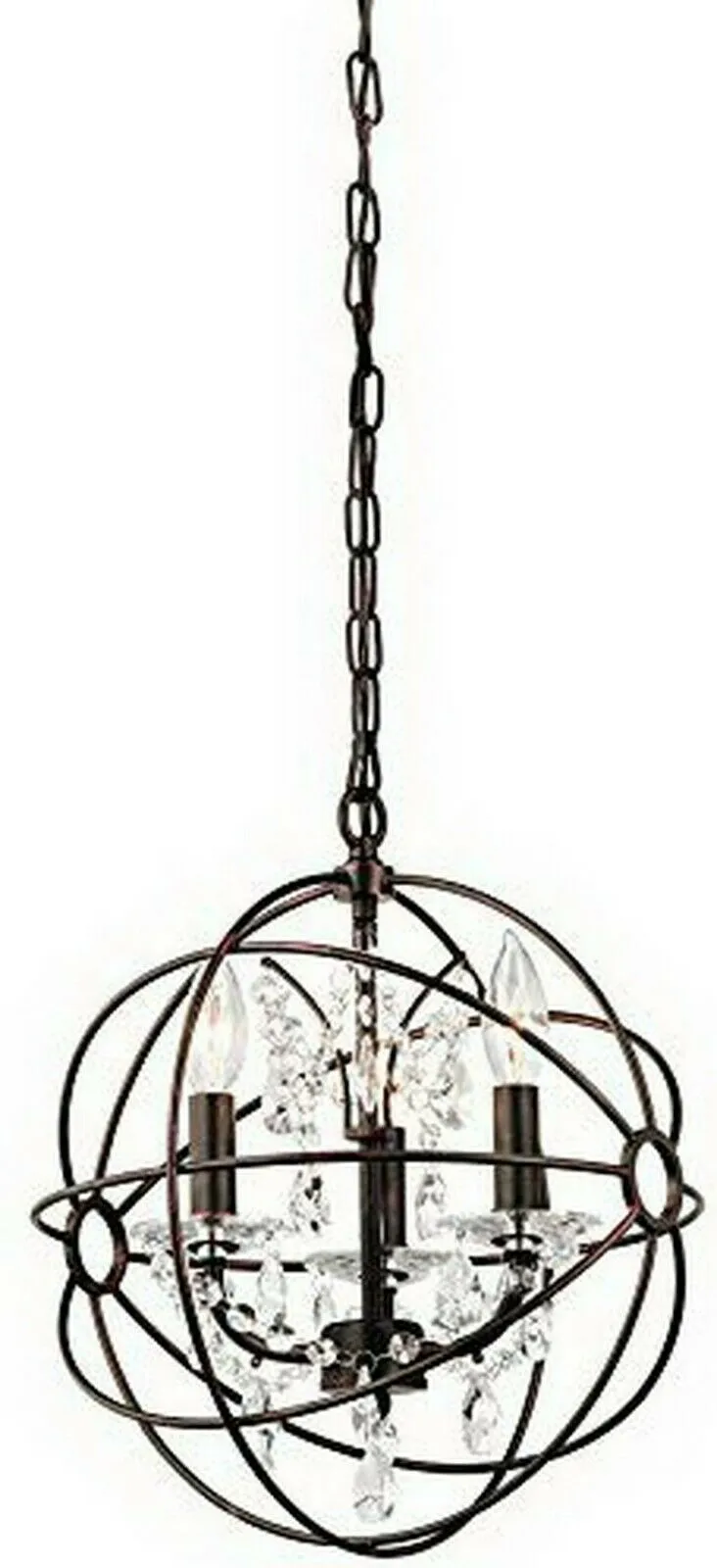 Kichler Lighting 34800 Coffee Copper Highlights Collection Three Hanging ORB with Crystal Pendant in Olde Bronze Finish