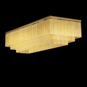 Large Rectangular Flush Chandelier With Amber Sand Glass 140cm