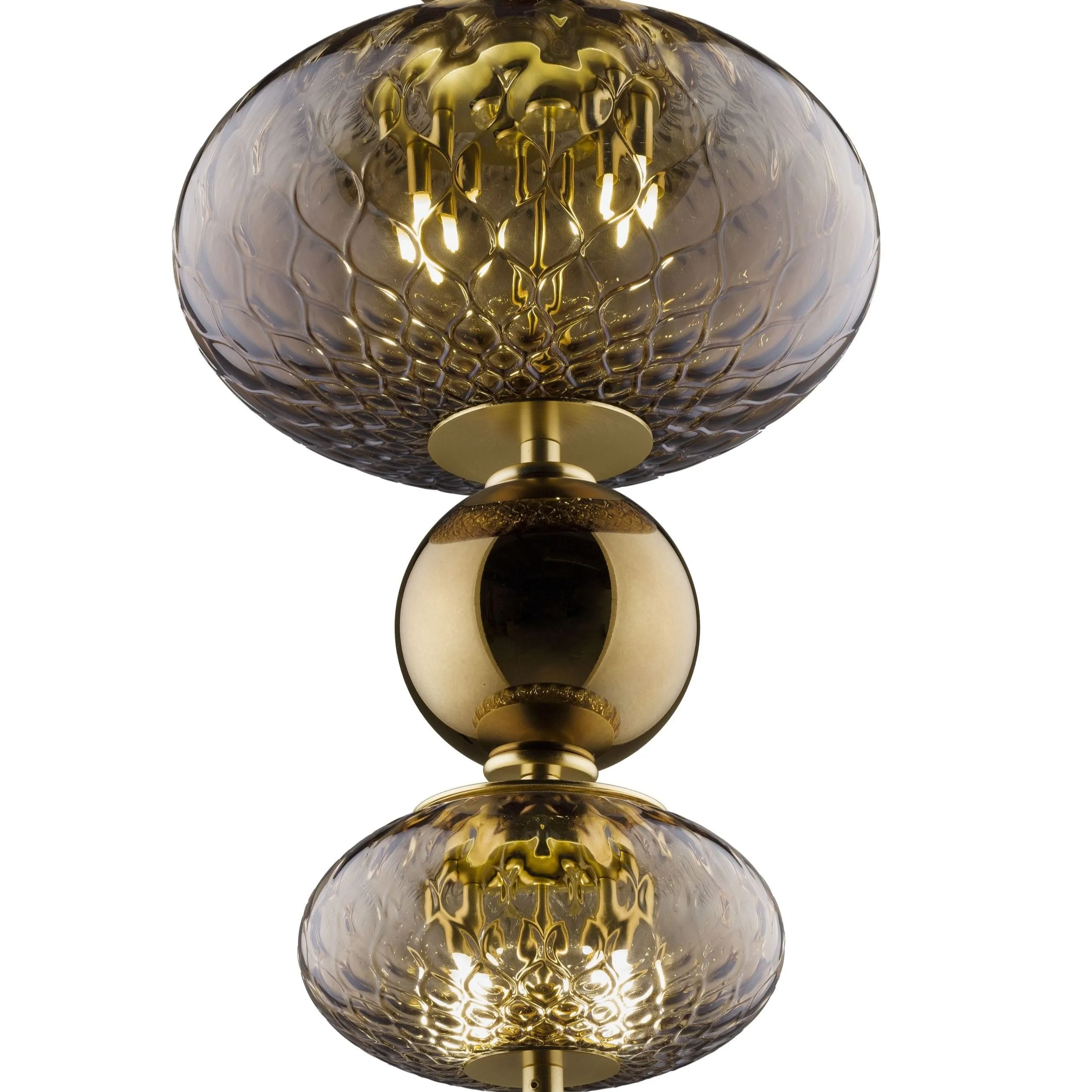 Long Stacked Globe Pendant Lamp With Smoke & Purple Glass